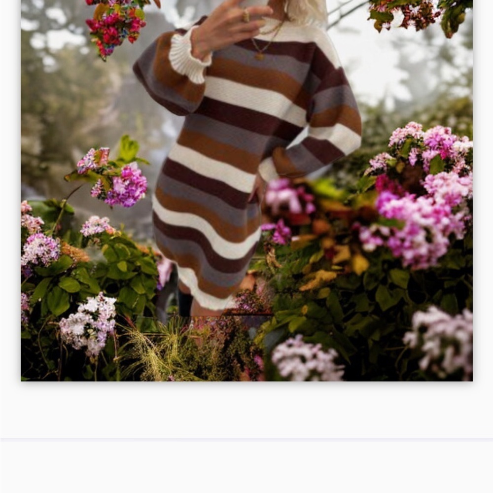 Brown Multi stripe Super Cozy Sweater Dress -NWOT-Sz Lg -XL! 😍​​​ - Picture 4 of 4